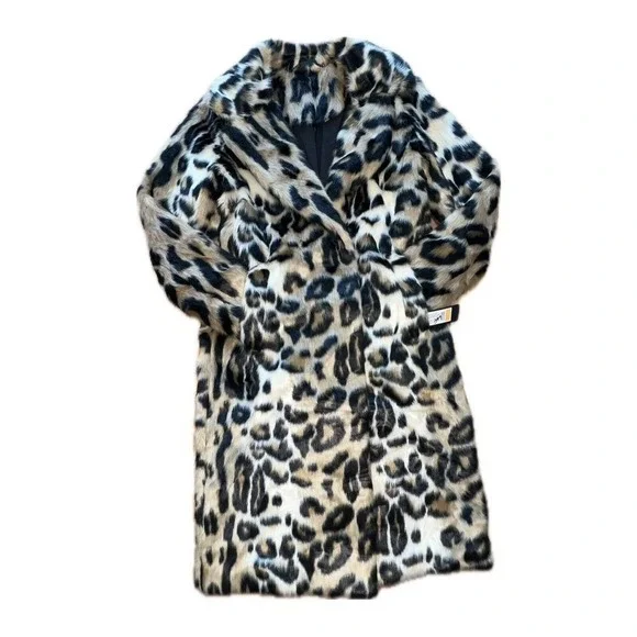New! Rachel‎ Roy faux fur Animal leopard print reversible coat jacket small - Picture 5 of 13
